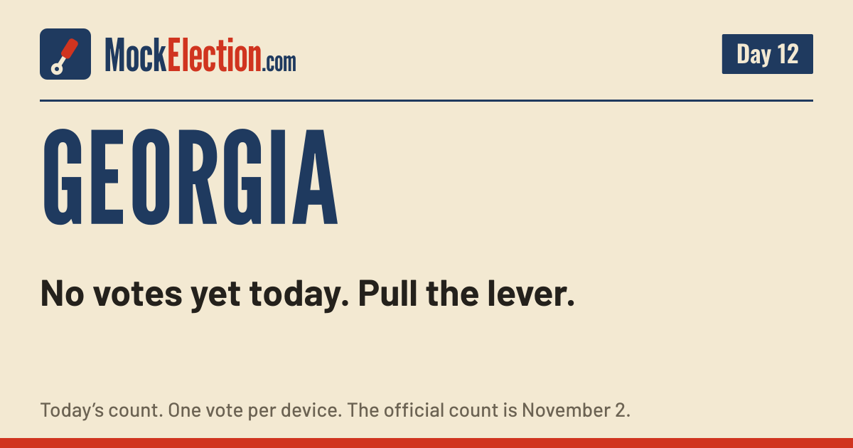 I Voted card, Georgia Mock Election, Day 12