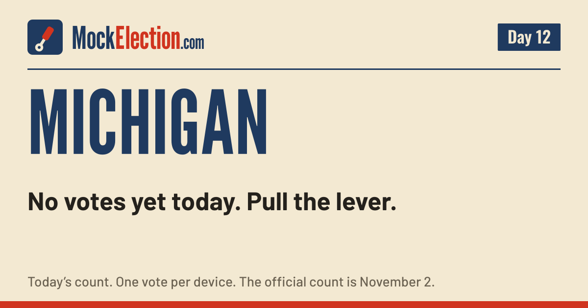 I Voted card, Michigan Mock Election, Day 12