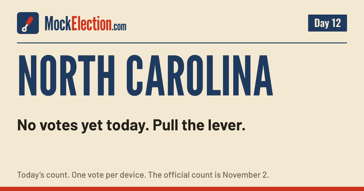 I Voted card, North Carolina Mock Election, Day 12