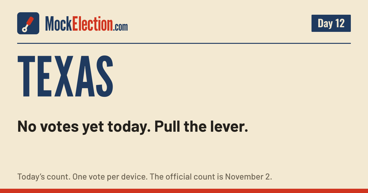 I Voted card, Texas Mock Election, Day 12